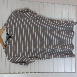 Banana Republic Heather Grey and White Stripe Short Sleeve T-shirt LARGE
